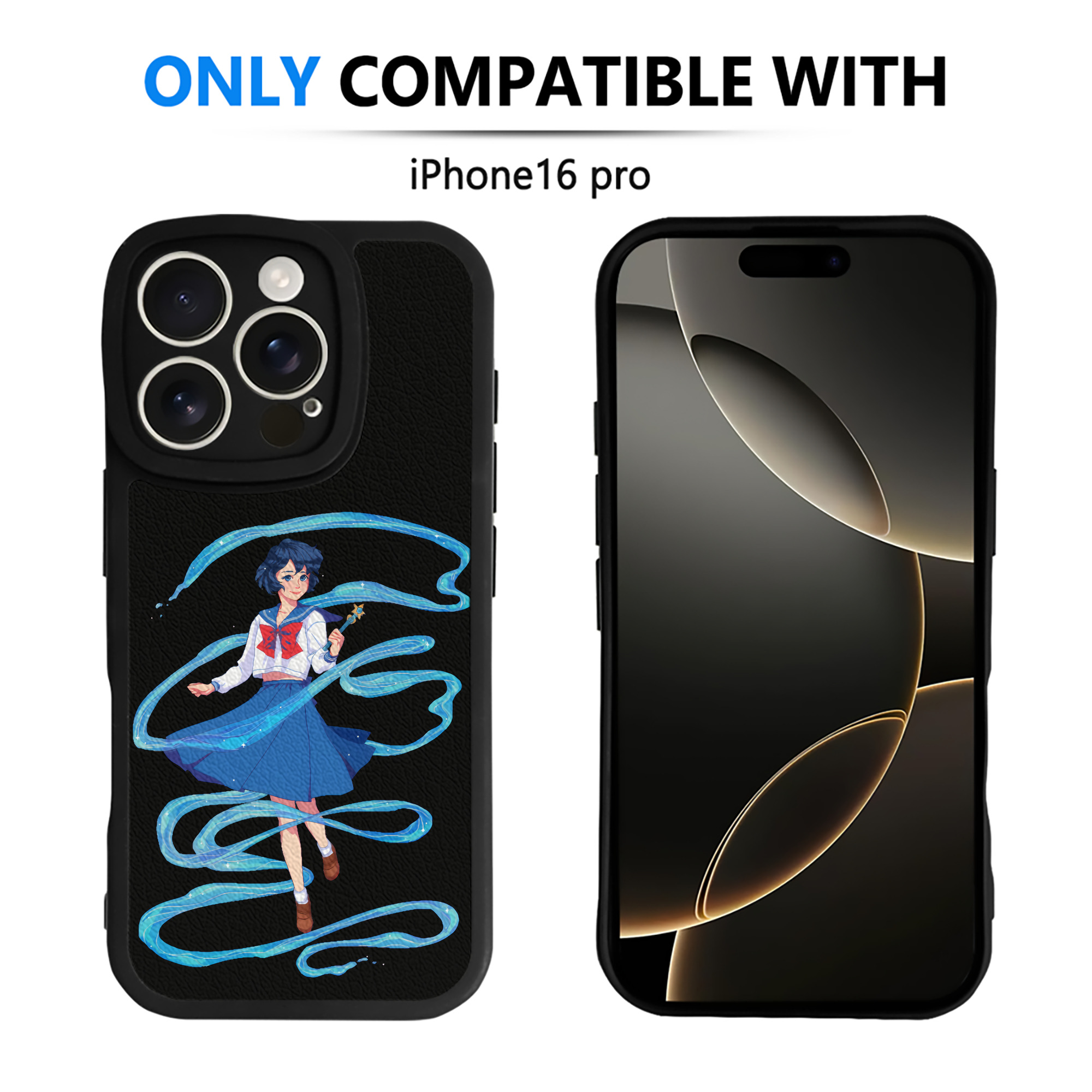 （画像用） 美少女戦士セーラームーン 水野 亜美 みずの あみ Sailor Moon Mizuno Ami 【iPhone 16シリーズ対応】シリコンスマホケース（レザー調） 材質：シリコン